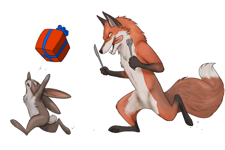 The rabbit thought buying the fox a present would deter (predator) it, but its nature is to hunt other animals.